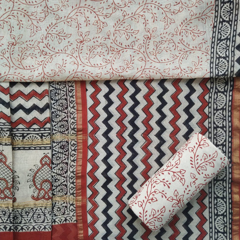 Zig Zag Print Chanderi Silk Suit Set (CHA29)